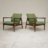 Pair of green GMF 64 armchairs by
Edmund Homa, Poland, 1960s