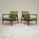 Pair of green GMF 64 armchairs by
Edmund Homa, Poland, 1960s