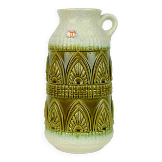Pichet vase vintage des années 1960 wgp u-keramik 1781/25 motif en relief vert olive