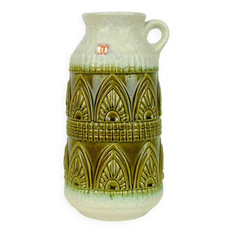 1960's vintage vase jug wgp u-keramik 1781/25 olive green relief pattern