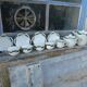 Salins green check porcelain tea set
