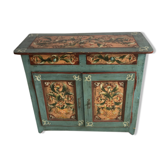 Parisian buffet with hand-painted patterns, 2 doors and 2 drawers.