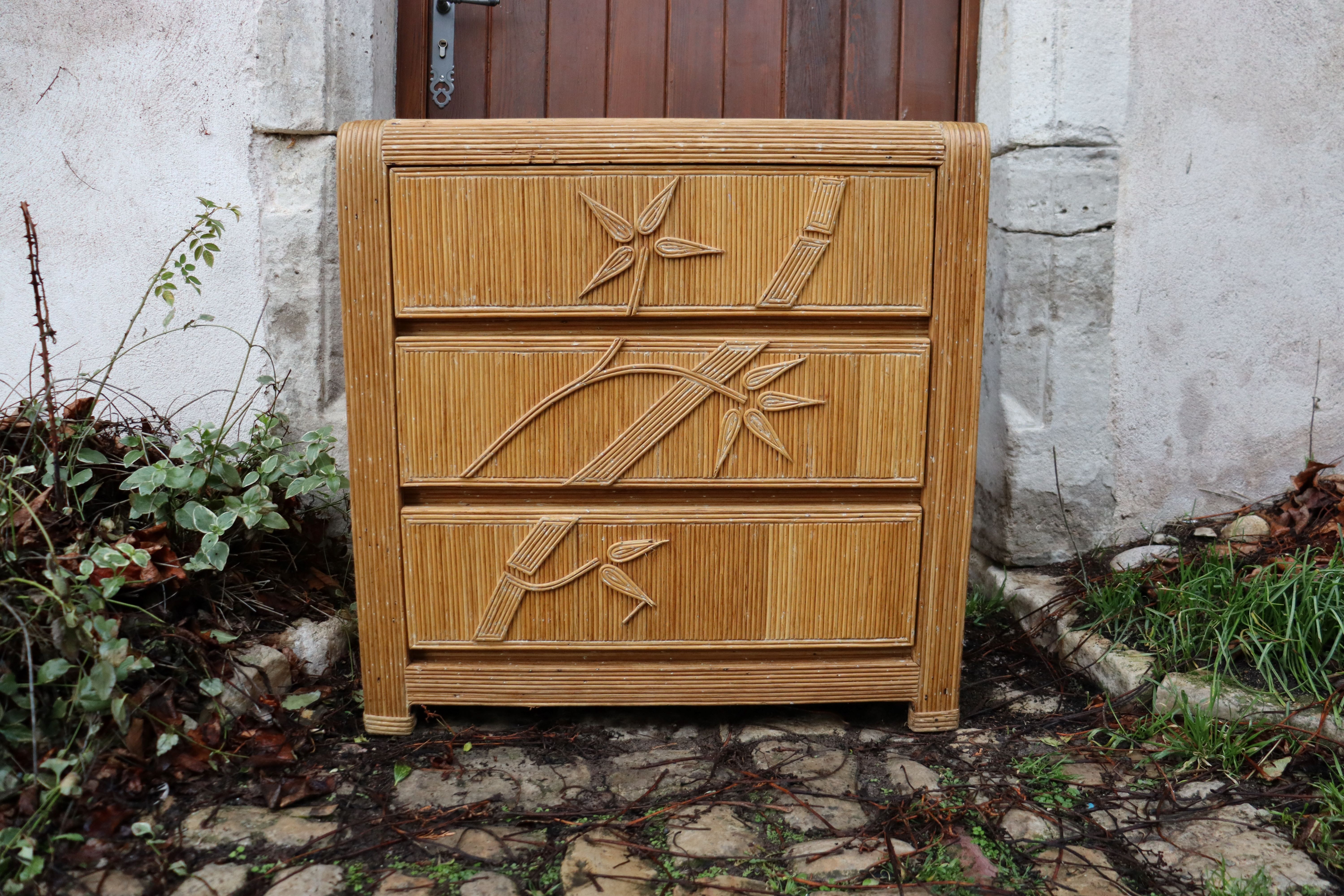 Rattan chest of drawers