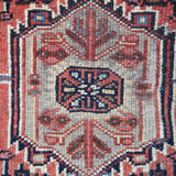 Persian heriz rug, oriental handwoven red wool  50x71cm