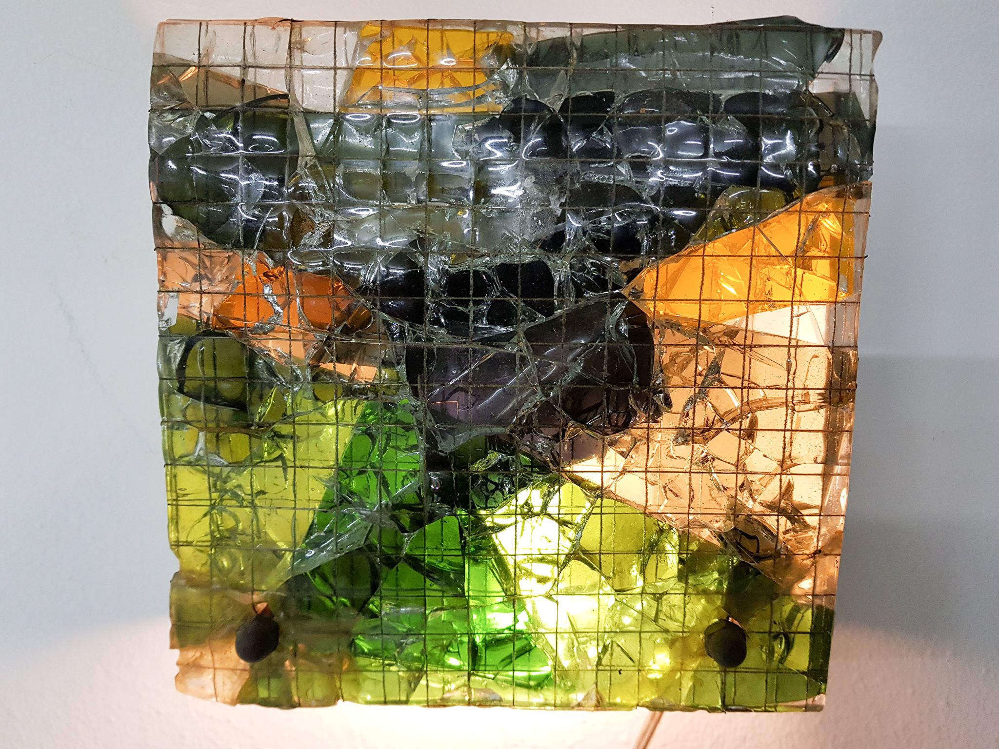 Brutalist glass wall light, The Netherlands 1970’s