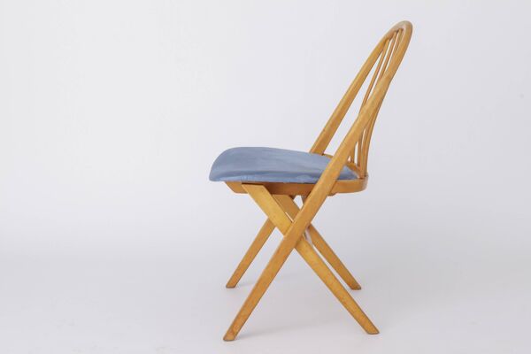 Chaise de bureau années 1960 Allemagne, chaise de bureau en bois de hêtre vintage, restaurée