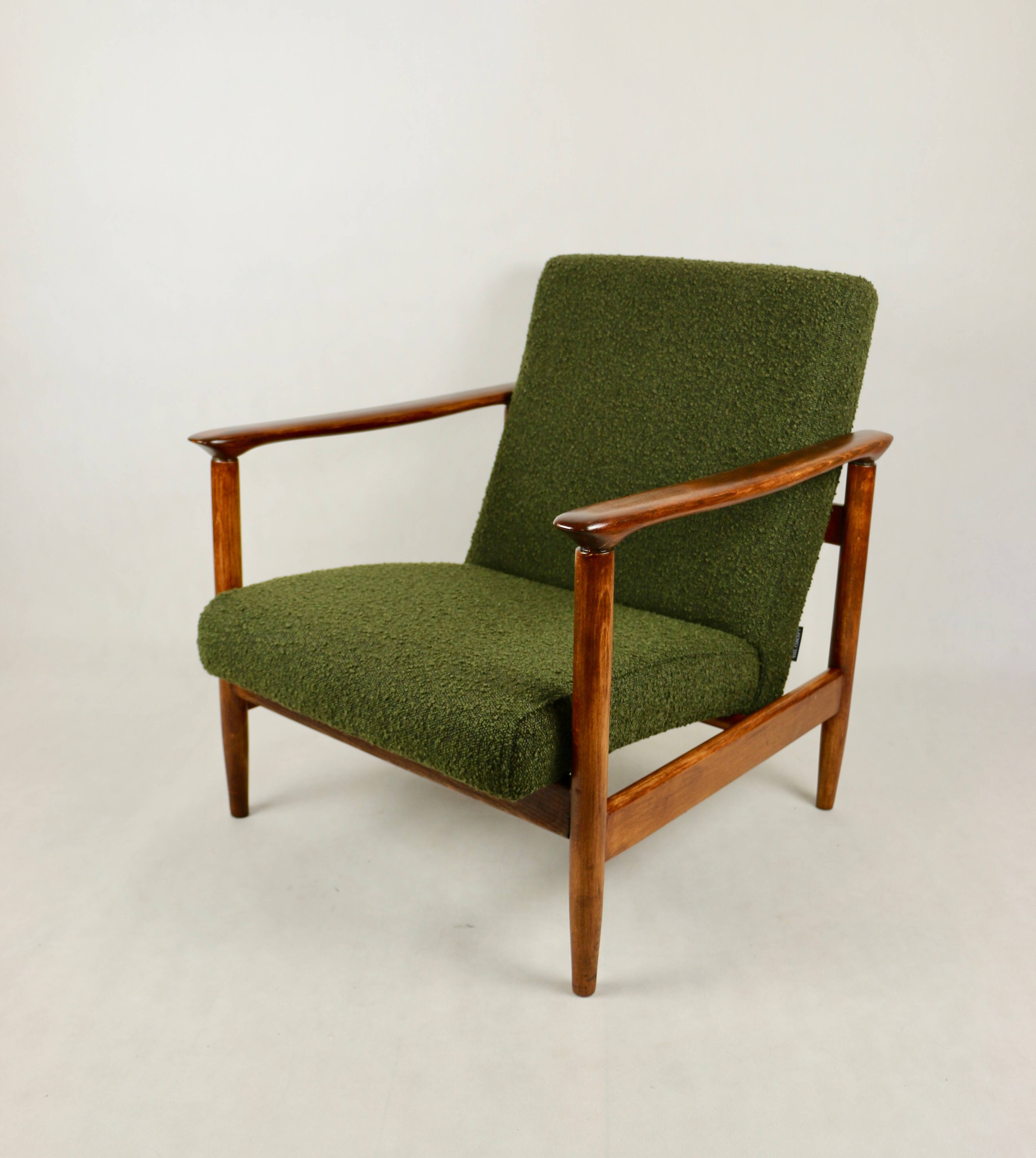 GFM-142 chair in olive boucle, attributed to Edmund Homa, 1970s
