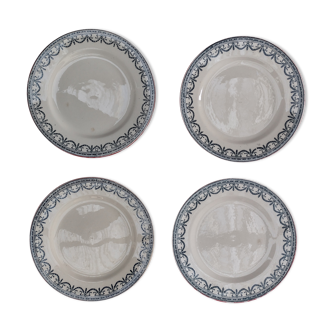 set of 4 old plates saline baths garlands