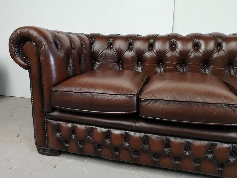 Vintage brown leather chesterfield sofa