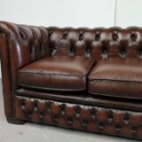 Vintage brown leather chesterfield sofa