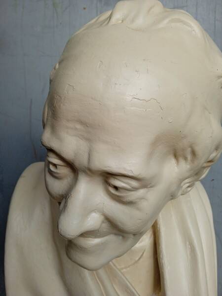 Voltaire bust in plaster 60cm th mid 20th century