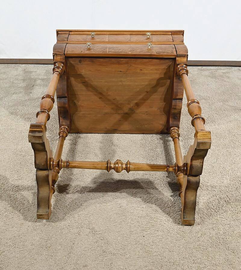 Rare Small Chiffonnière Table in Speckled Amboyna and Cherry, Louis Philippe Period – 19th