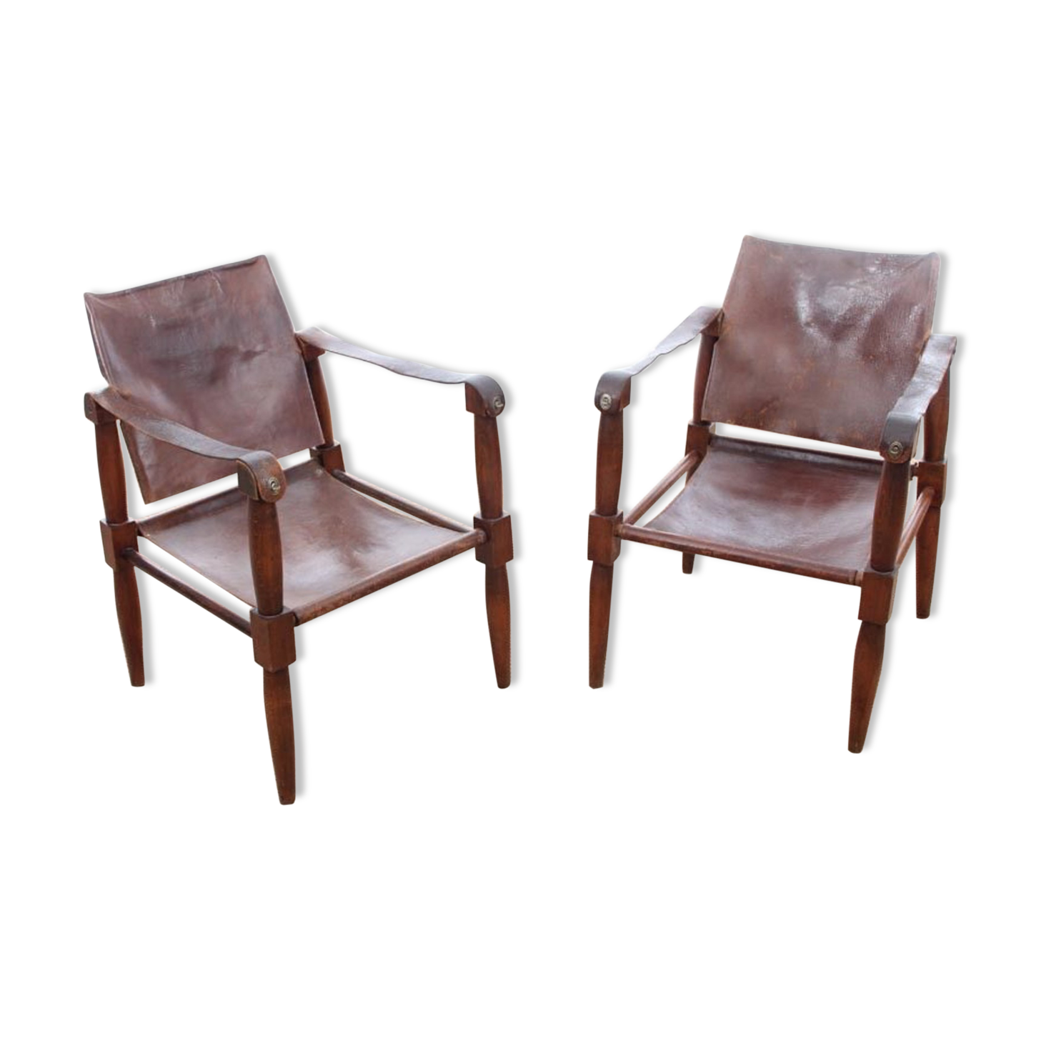 Fauteuils Safari en hêtre 1940s