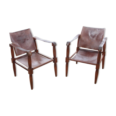 Fauteuils Safari en hêtre 1940s
