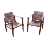 Fauteuils Safari en hêtre 1940s