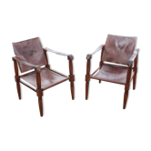 Fauteuils Safari en hêtre 1940s