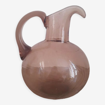 Smoked blown glass pitcher