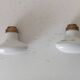 Pair of vintage door handles in porcelain and brass.