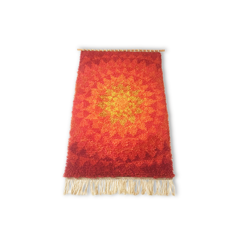 Vintage 70 s modernist handwoven Danish Wall Rug from CUM RYA, 1973