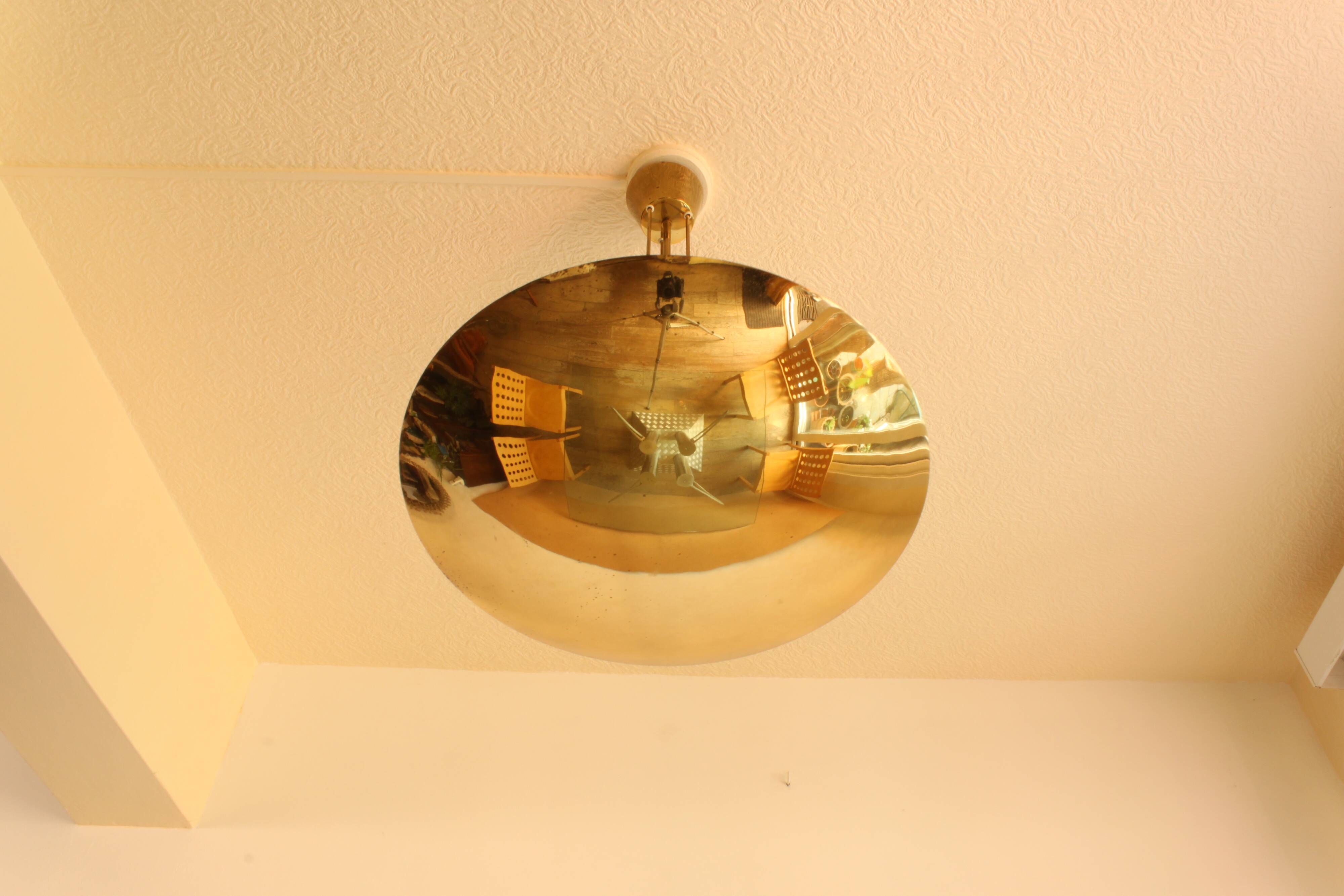 Brass half bowl ceiling lamp by Kalmar Austria
