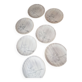 Seven vintage Niderviller ceramic dessert plates "Chatons" service