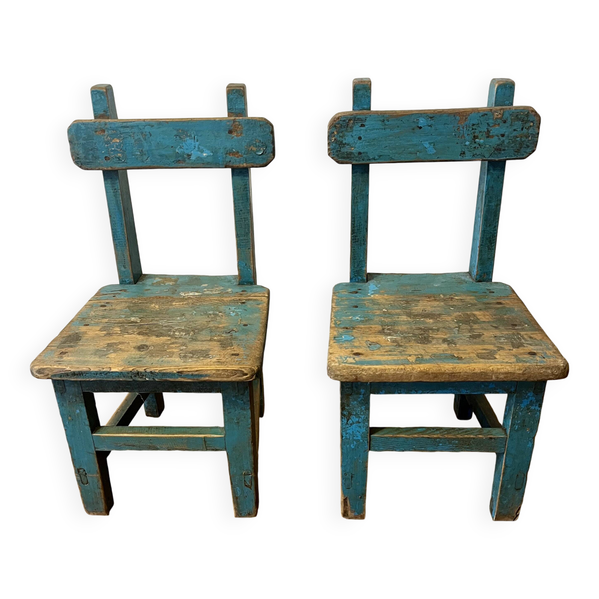 Old pair of small children's school chairs