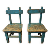 Ancienne paire de chaises d'école petit enfants