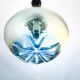 Vintage teak wood agua blue glass pendant lamp