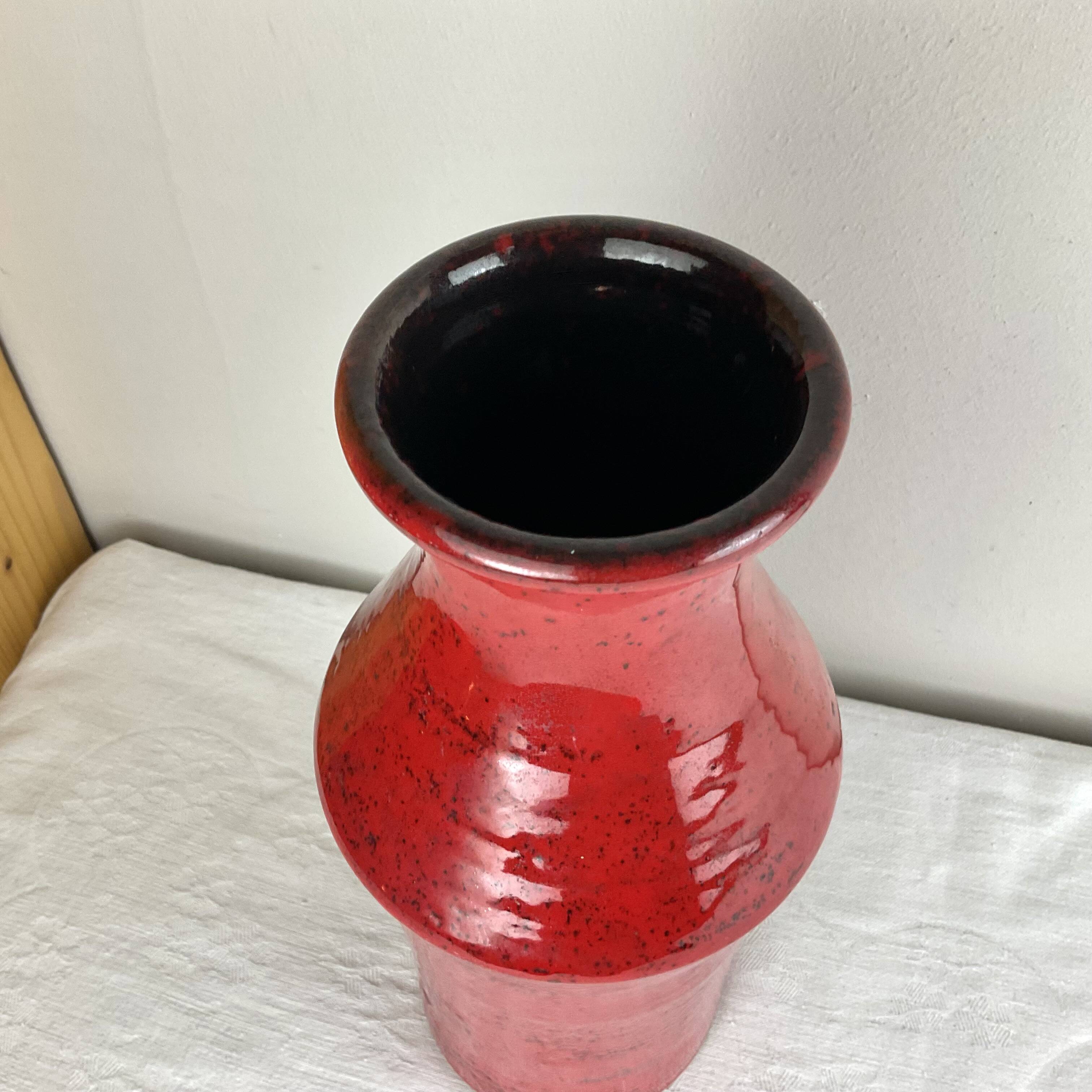 Vintage red ceramic vase mid century design
