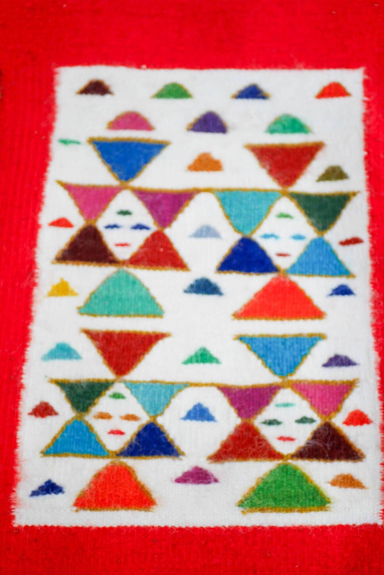 Vintage Berber Kilim, traditional wall tapestry from the popular art of Gafsa