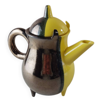 Antique coffee pot / teapot, two-tone ceramic, Luc Lucchesi, from Vallauri