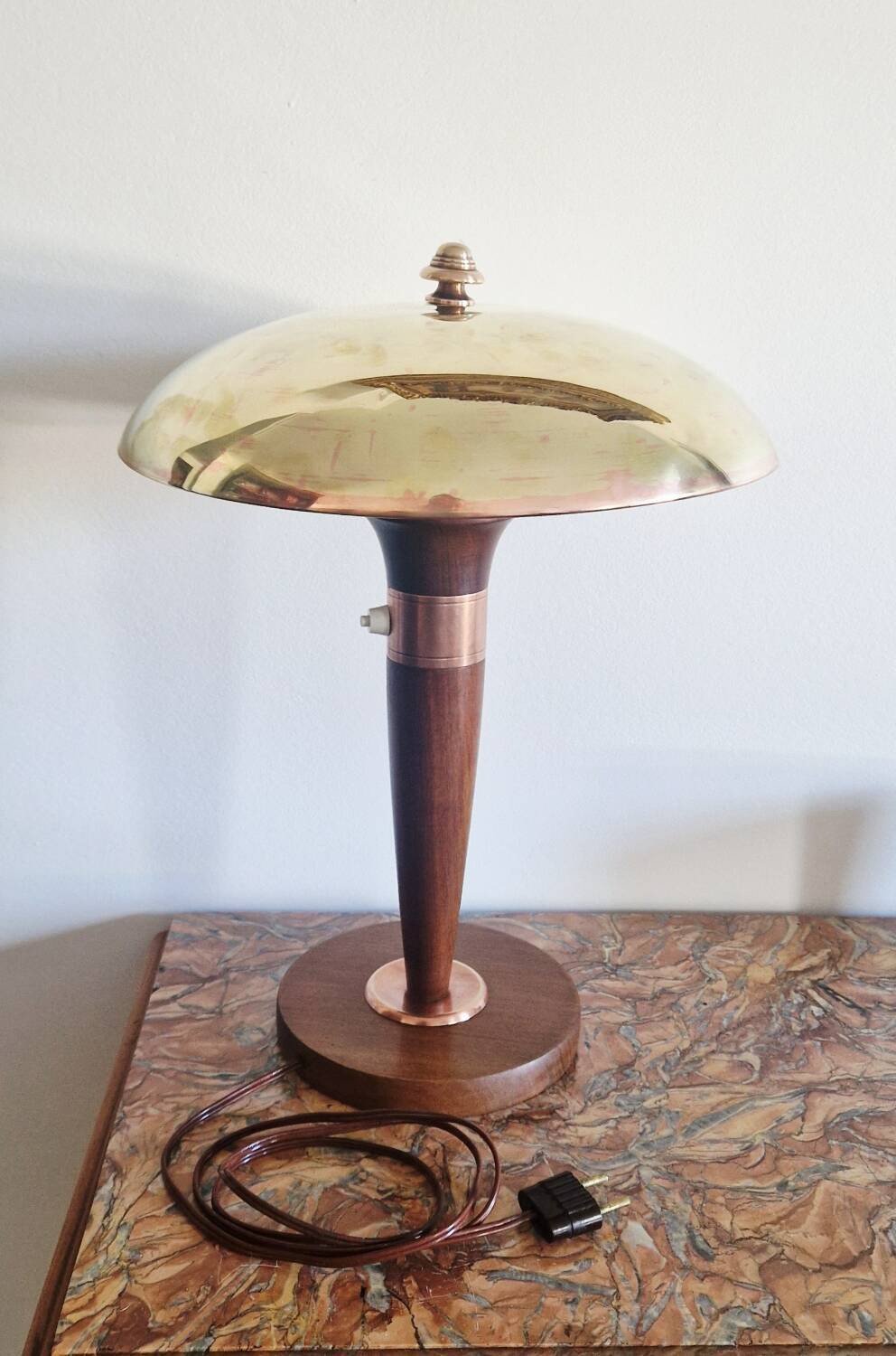 Art Deco style articulated lamp - Wood and brass - 1930s period