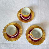 Set of 6 cups and cups manufacture royale limoge gold inlay