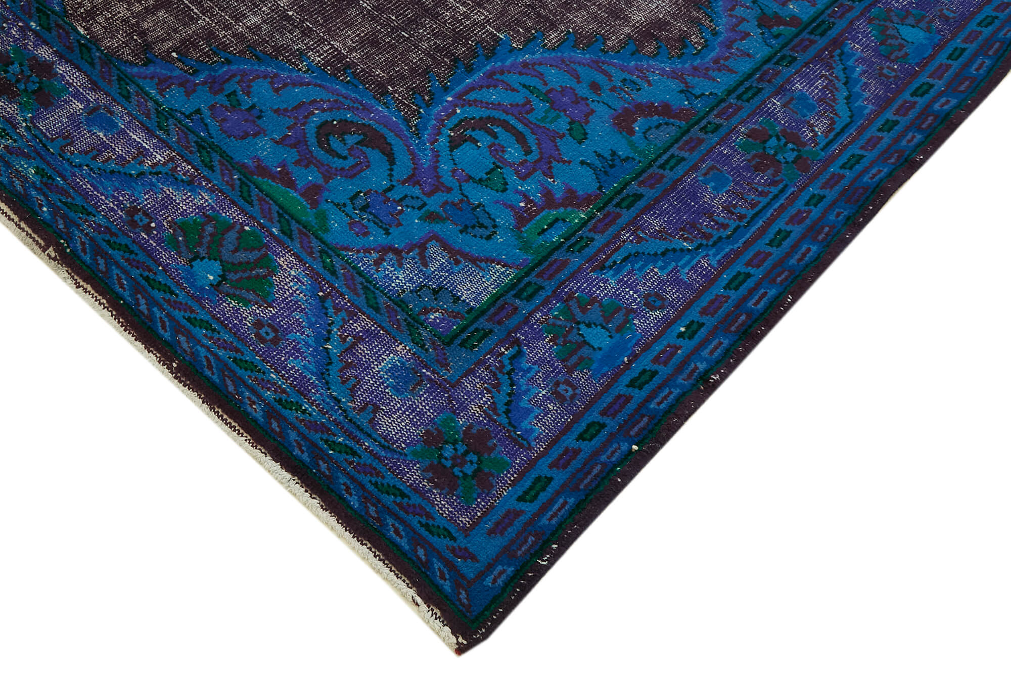 Hand-knotted carved turkish 1970s 210 cm x 325 cm blue carpet