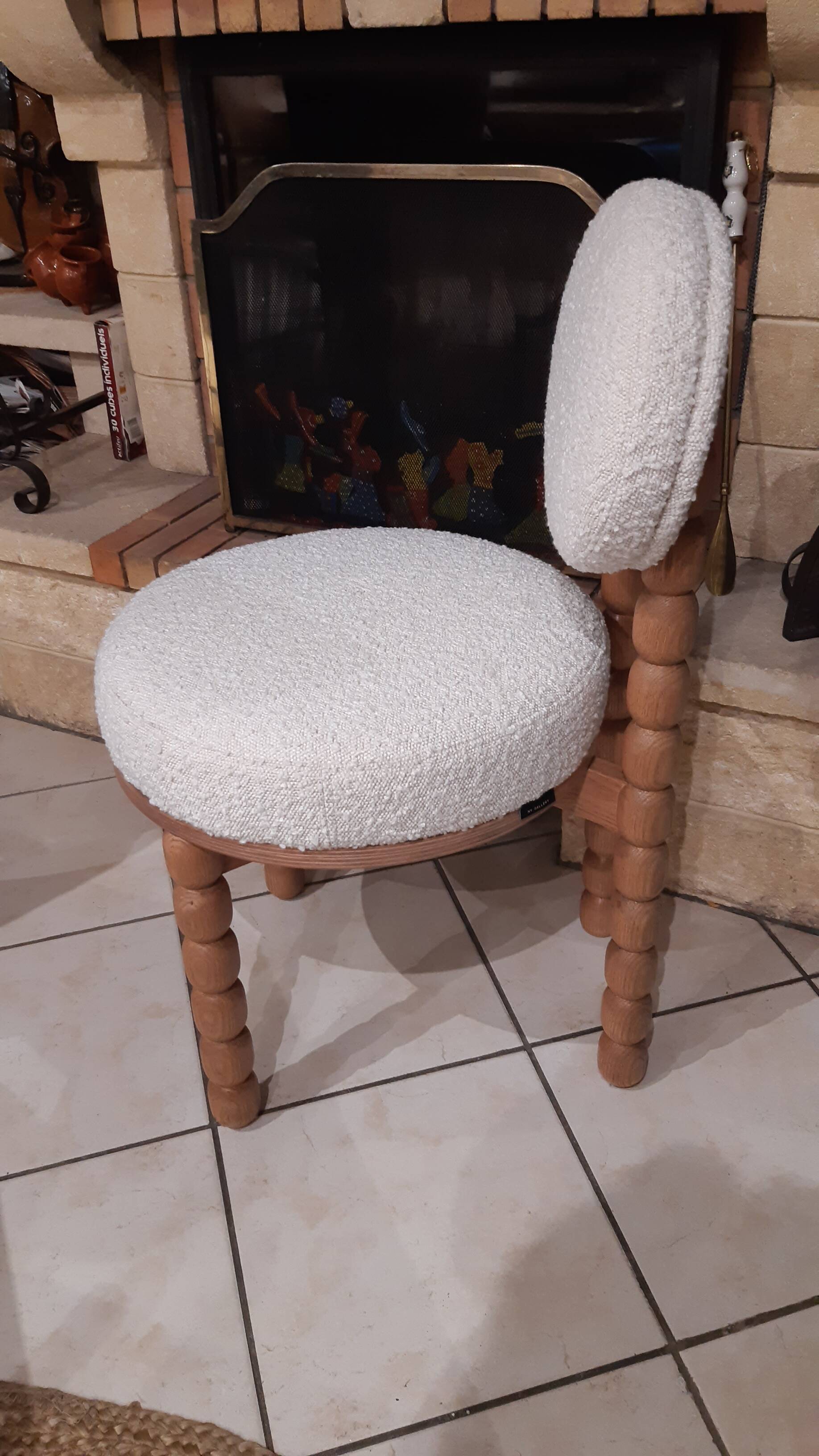 Beige boucle chair and oak wood NV GALLERY