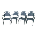 set of 4 perforated metal garden armchairs