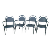 set of 4 perforated metal garden chairs
