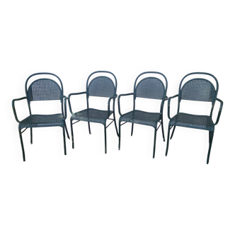 lot de 4 fauteuils de jardin en métal perforé