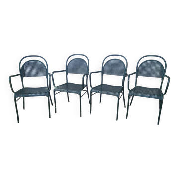 lot de 4 fauteuils de jardin en métal perforé