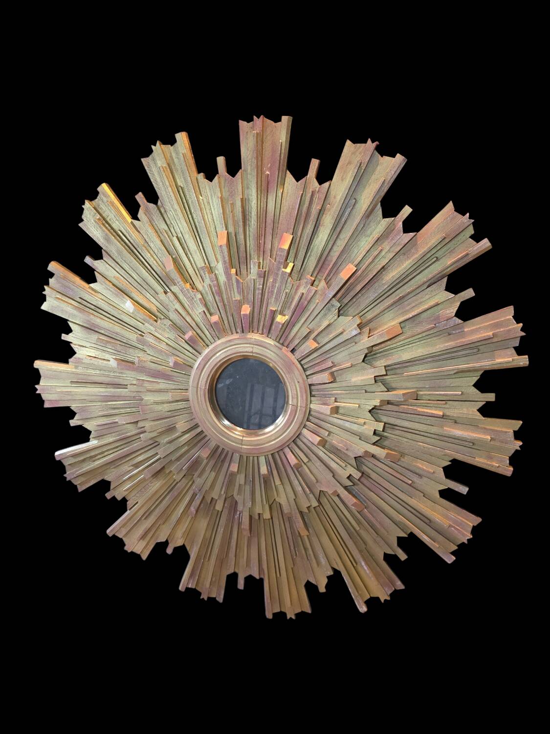 Monumental sun mirror in gilded oak 160 cm