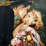 Oil painting on canvas the kiss signed Martin.