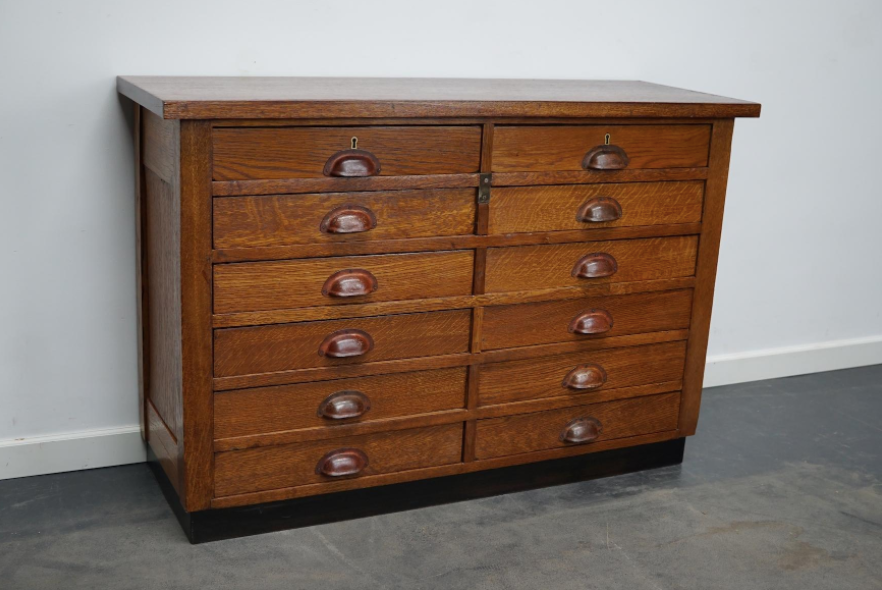 Dutch apothecary furniture in oak mid-twentieth century