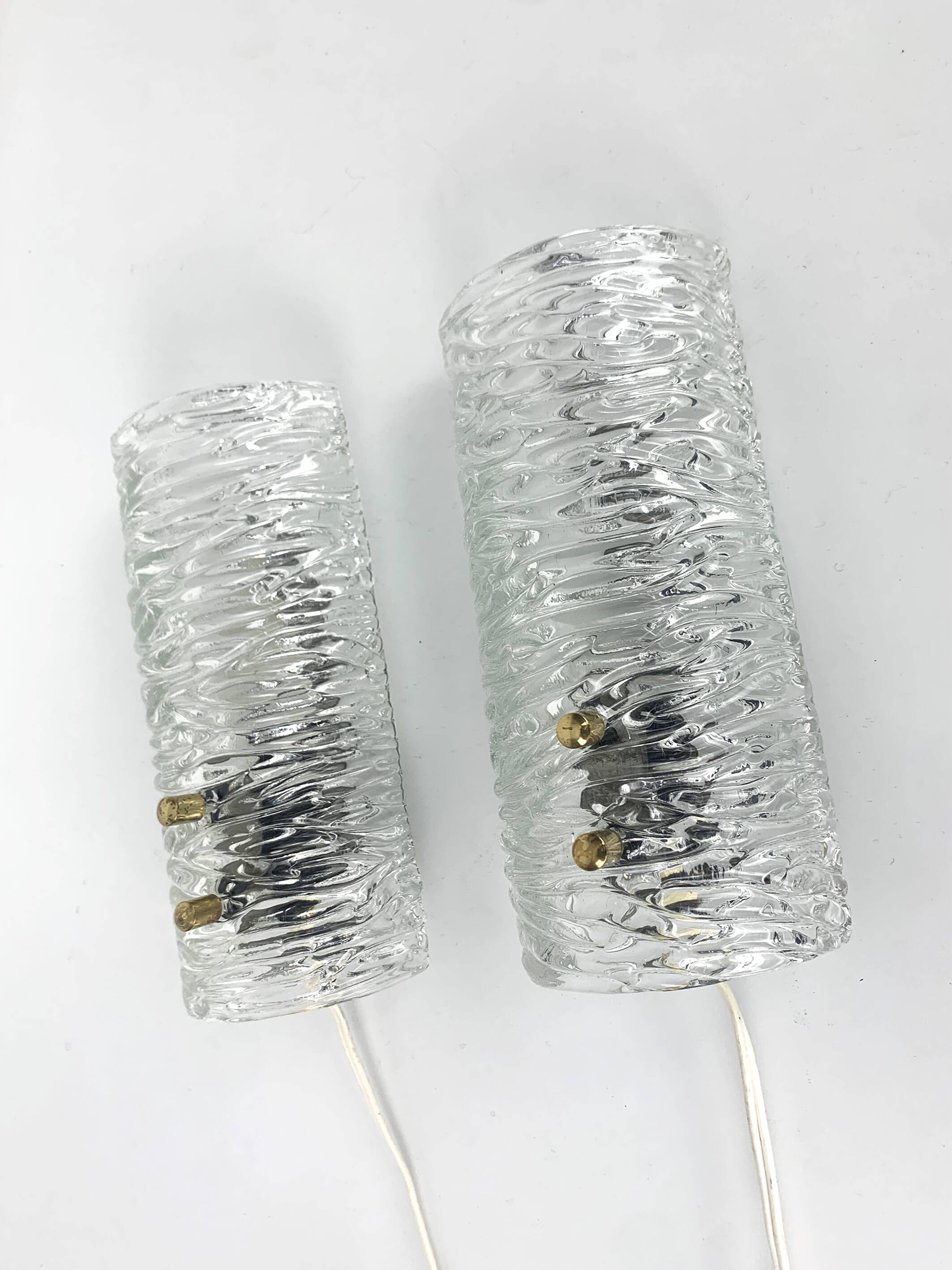 Pair of Swedish sconces 8493 Carl Fagerlund for Orrefors, 1960s