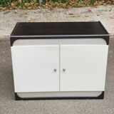 White and brown wooden chest of drawers from the 80s
