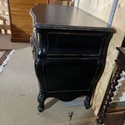 Curved chest of drawers, Louis XV style, Bordeaux type, lacquered in black