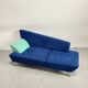 Memphis Style 2-Seat Sofa in Blue Microfibre Fabric, Postmodern 1980s Era