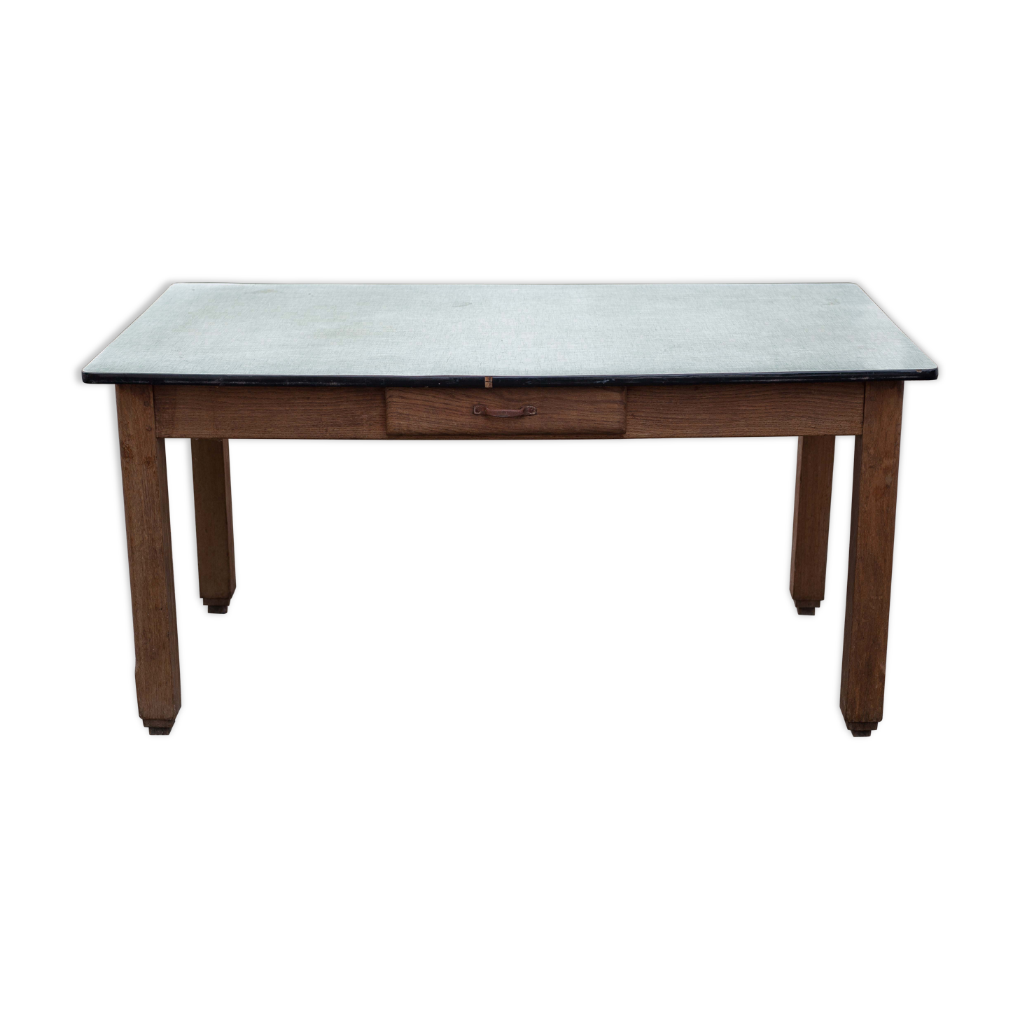 Wooden table formica top green vintage water