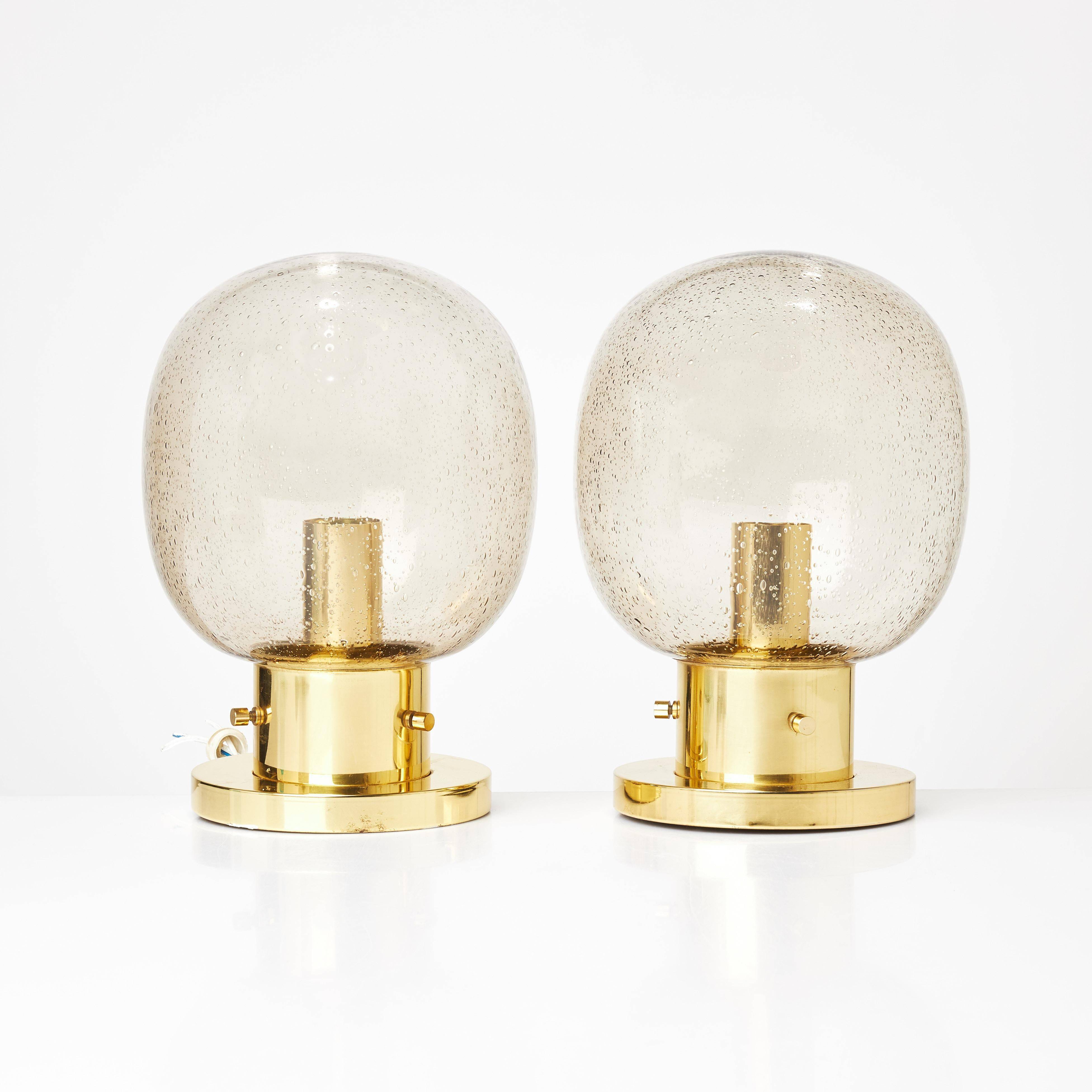 Glashütte Limburg ceiling lights Brass and glass Germany 1970 Labelled