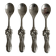 Antique small spoons with a metal bow design