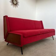 Antique Italian design fabric sofa from the 60s, vintage convertible